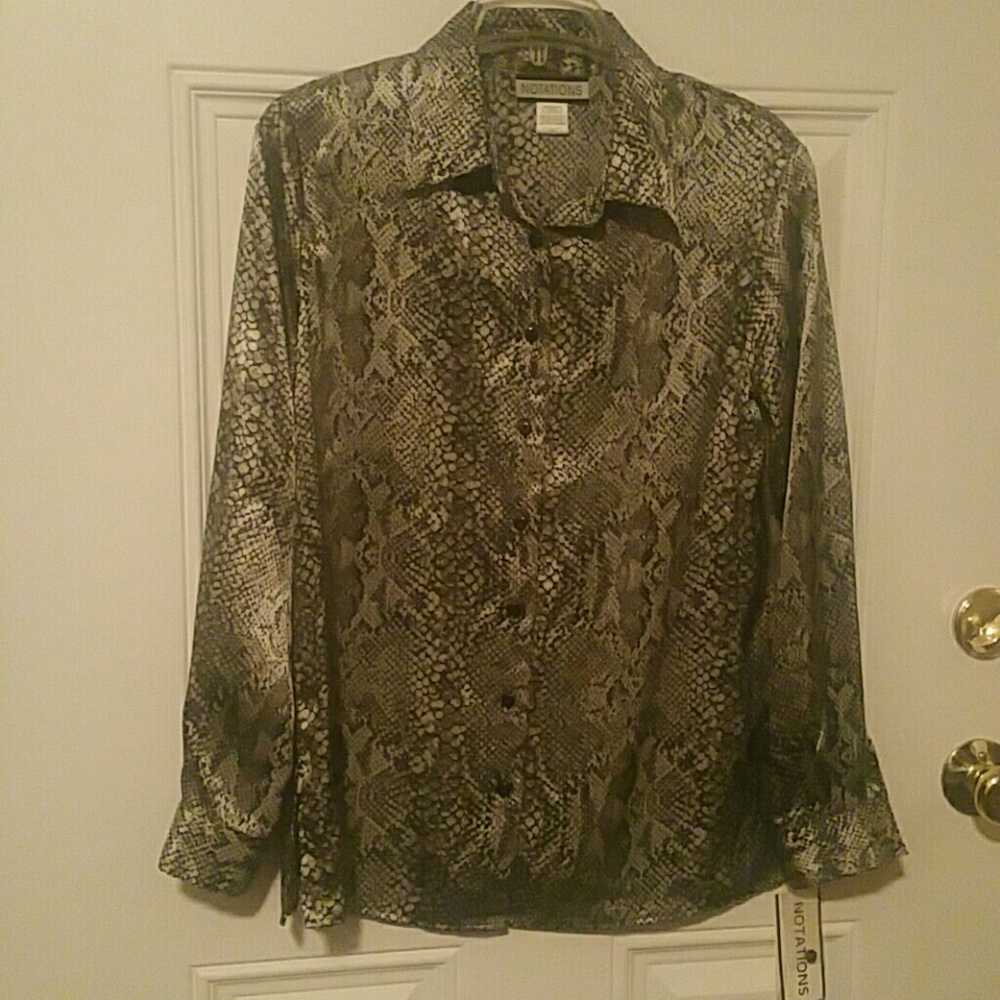 NOTATIONS SNAKE PRINT DRESS SHIRT